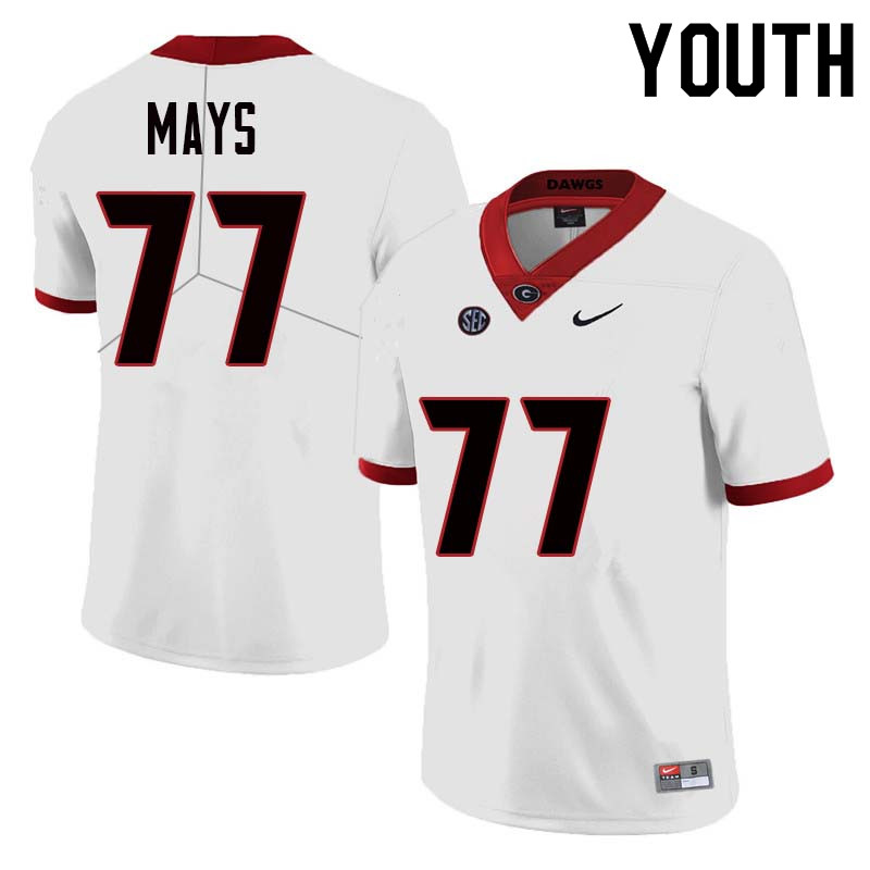 Youth Georgia Bulldogs #77 Cade Mays College Football Jerseys Sale-White